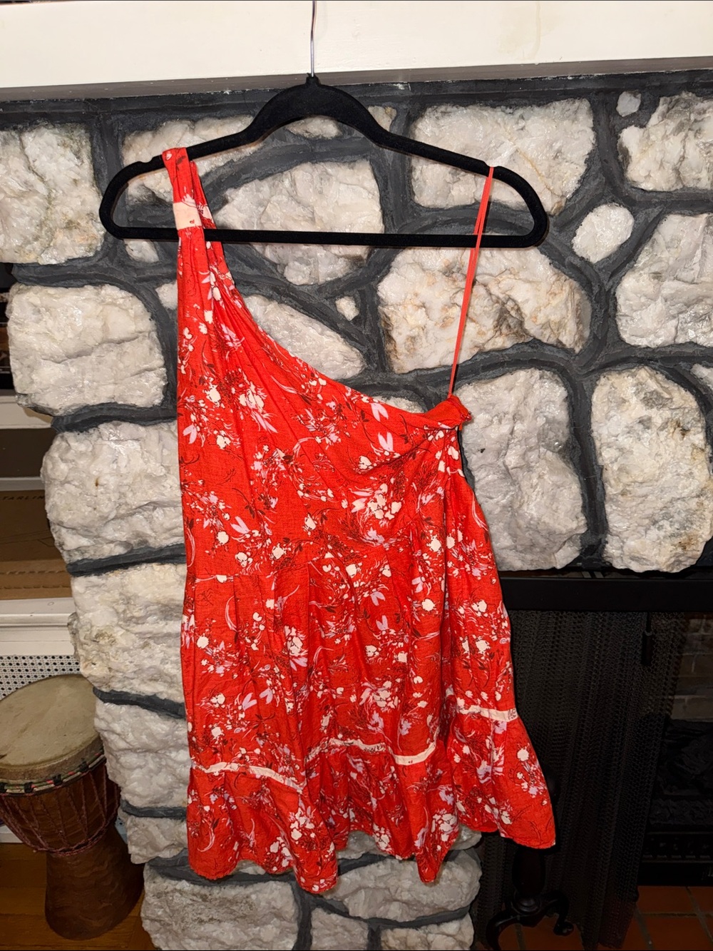 Free People Red One-Shoulder Floral Sundress- size medium